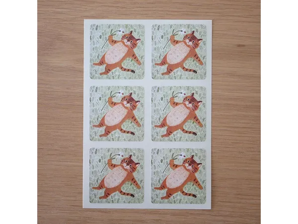 4legs - Sticker Sheet - Tiger Cat in Meadow