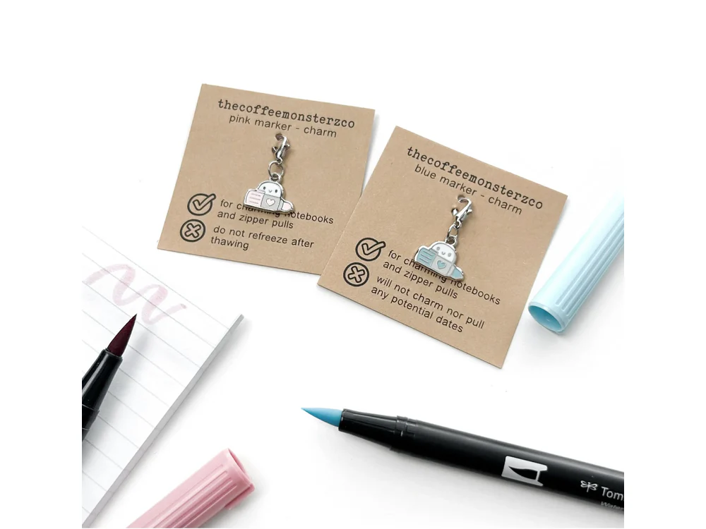 TheCoffeeMonsterzCo - 10th Year Anniversary - Marker Emotis Lobster Clasp Charm (Pink)