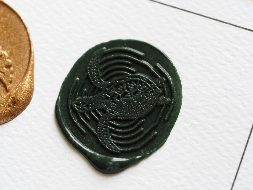 Backtozero - Brass Seal with Handle - Sea Turtle