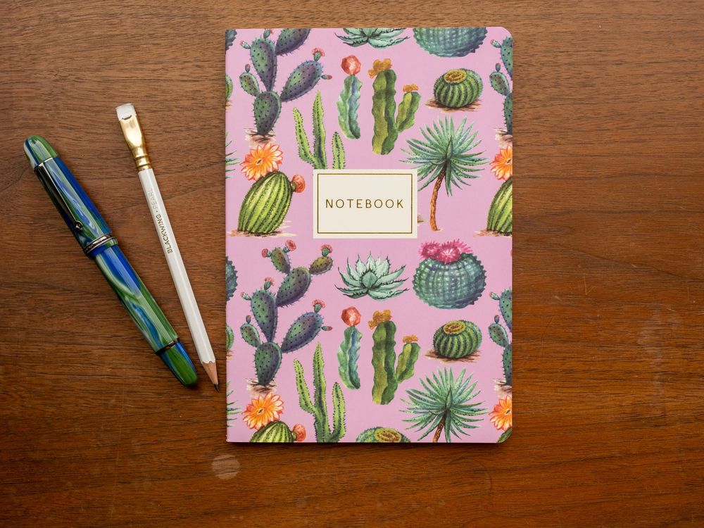Bruno Visconti - Notebook - A5 Lined - Cactus on Rose