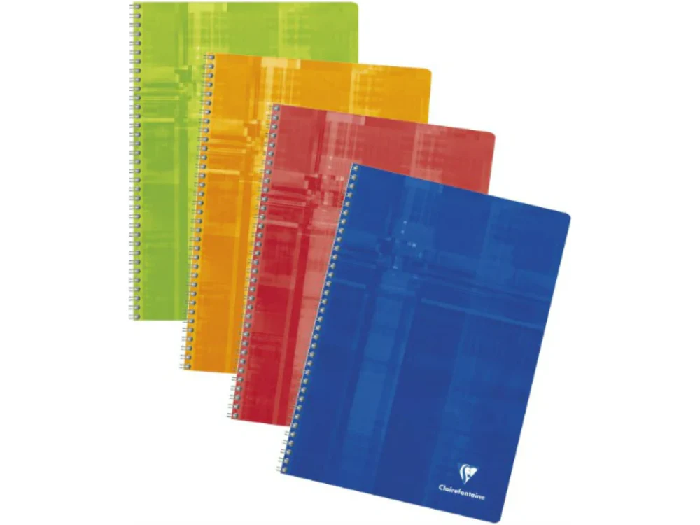 Clairefontaine - Spiral Bound Notebook - A4 - Assorted Colours (Seyes French-Ruled - 100 Pages)
