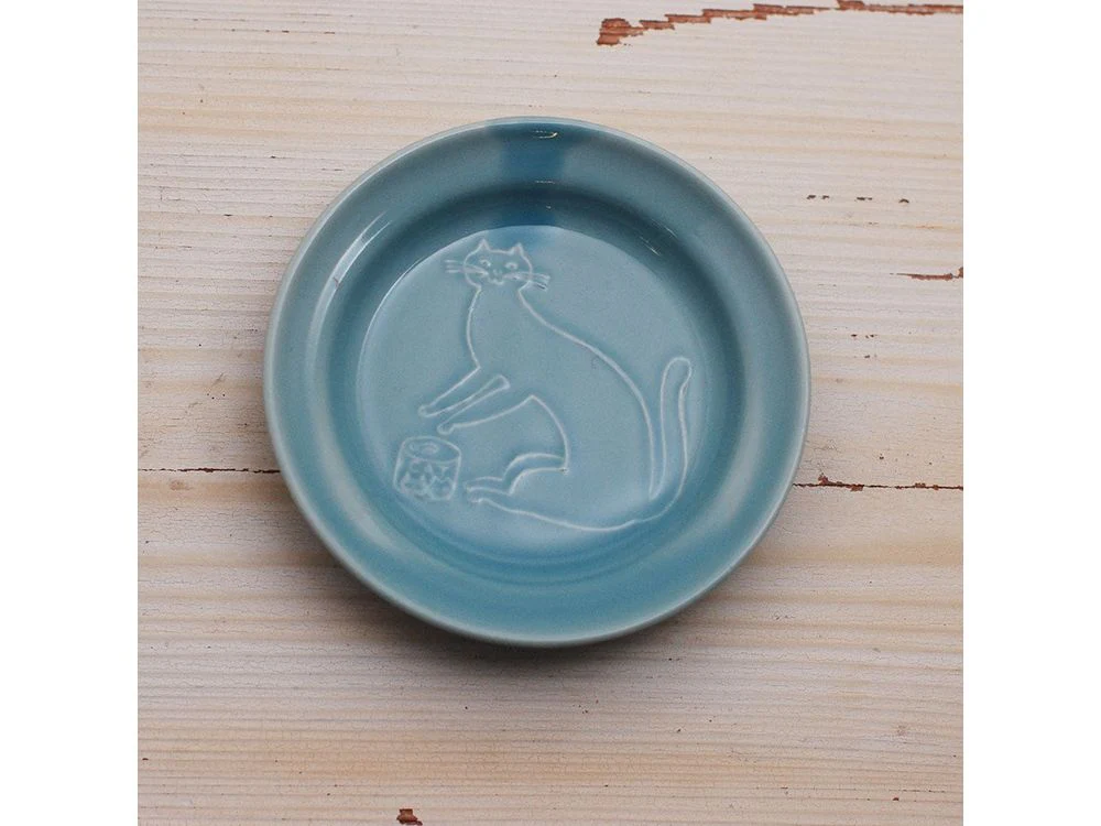 Classiky x Toraneko Bonbon - Round Bean Plate - Cat Blue