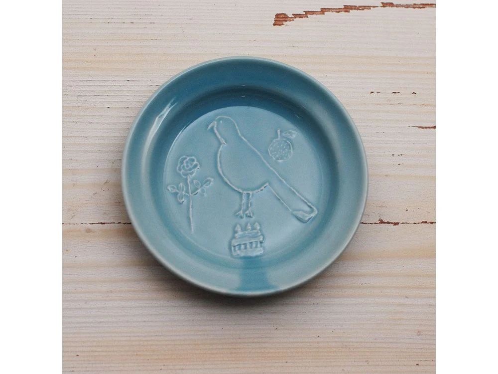 Classiky x Toraneko Bonbon - Round Bean Plate - Tori Blue