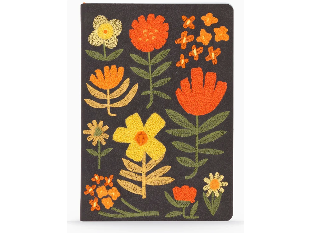 Denik Chunky Flowers Flowers Embroidered Journal (5.75" x 8.25") - Lined