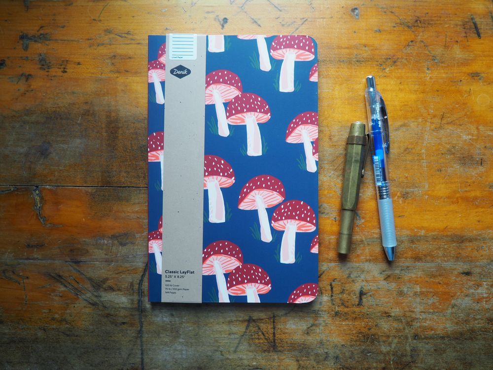 Denik Classic LayFlat Notebook - Navy Mushrooms - Lined