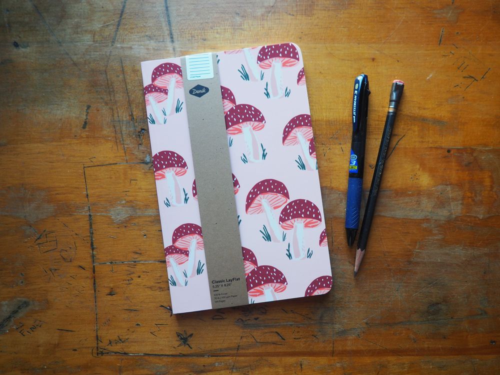 Denik Classic LayFlat Notebook - Peach Mushrooms - Lined