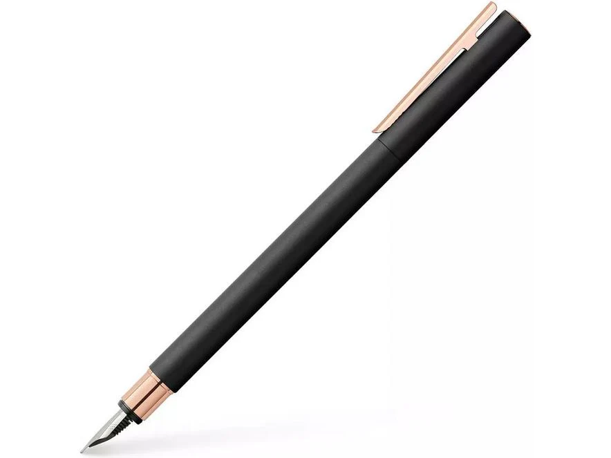 Faber Castell Neo-Slim Fountain Pen - Black Matt - Rose Gold - Image 8