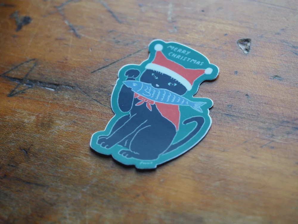 Foonie - Vinyl Sticker - Black Christmas Cat