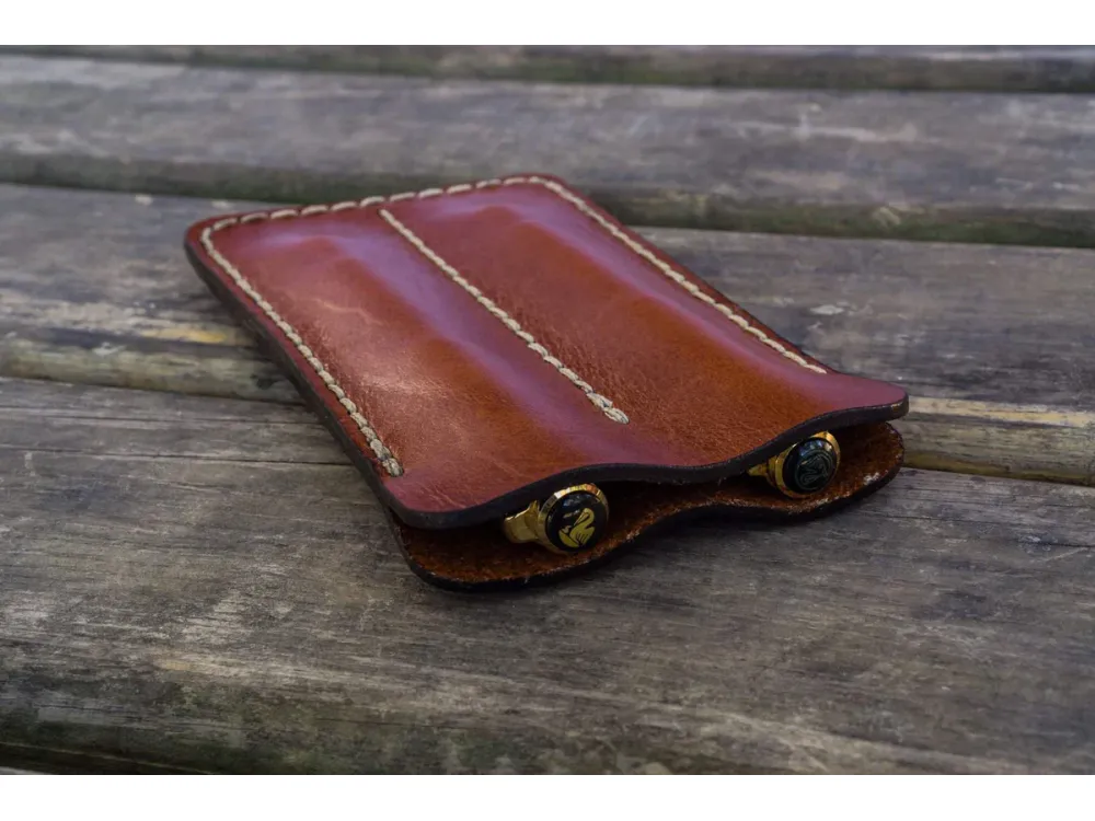 Galen Leather - Double Fountain Pen Sleeve - Brown - Image 2