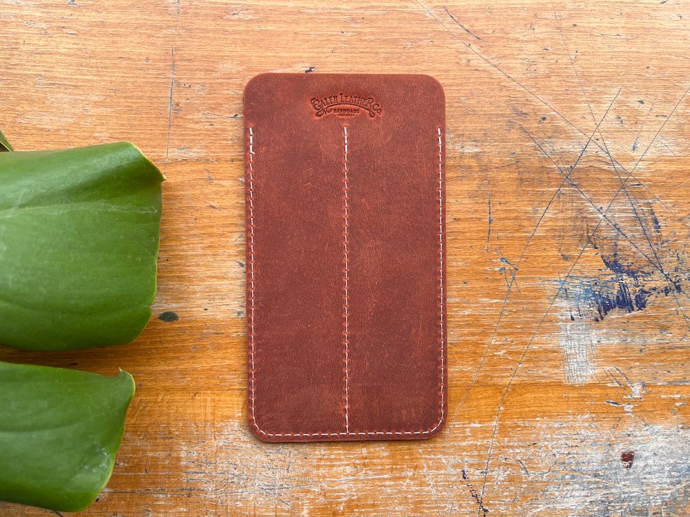 Galen Leather - Double Fountain Pen Sleeve - Crazy Horse Orange