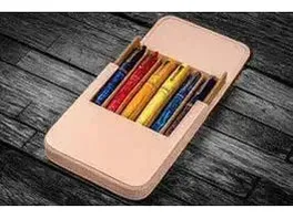 Galen Leather - Leather Magnum Opus 6 Slots Hard Pen Case with Removable Pen Tray - Undyed - Image 2