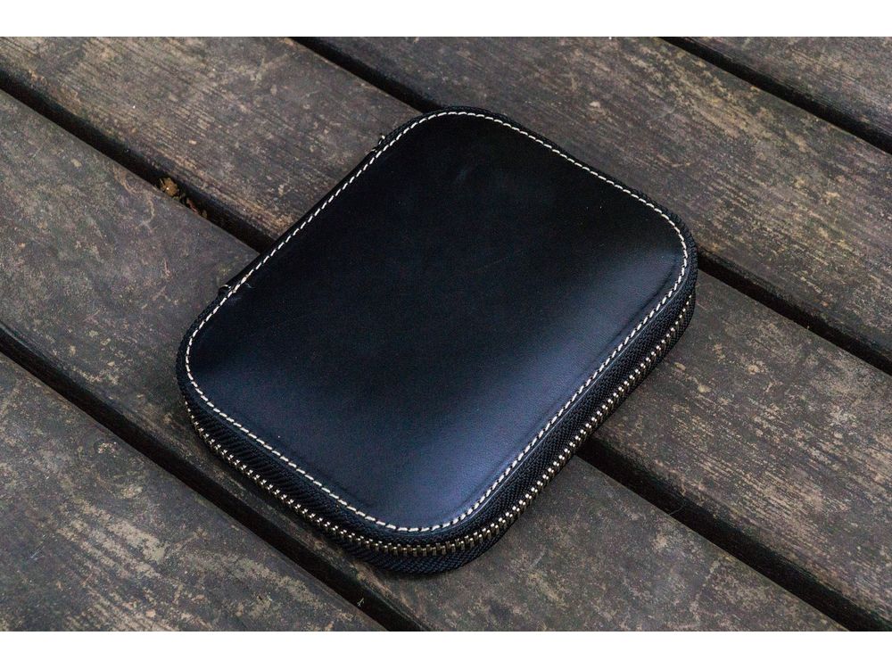 Galen Leather - Leather Zippered 10 Slots Pen Case - Black - Image 2