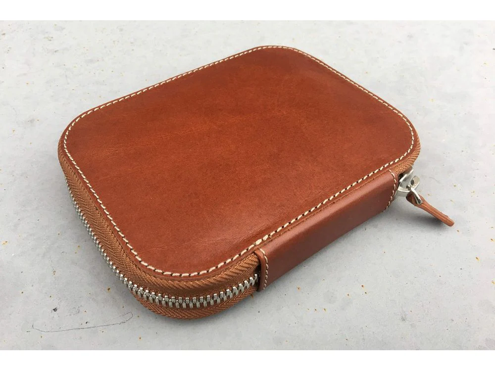 Galen Leather - Leather Zippered 10 Slots Pen Case - Brown