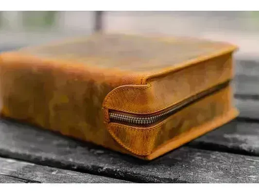 Galen Leather - Leather Zippered 40 Slots Pen Case - Crazy Horse Brown - Image 2