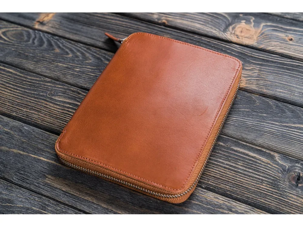 Galen Leather - Leather Zippered A5 Leuchtturm1917 Notebook Folio - Brown - Image 2