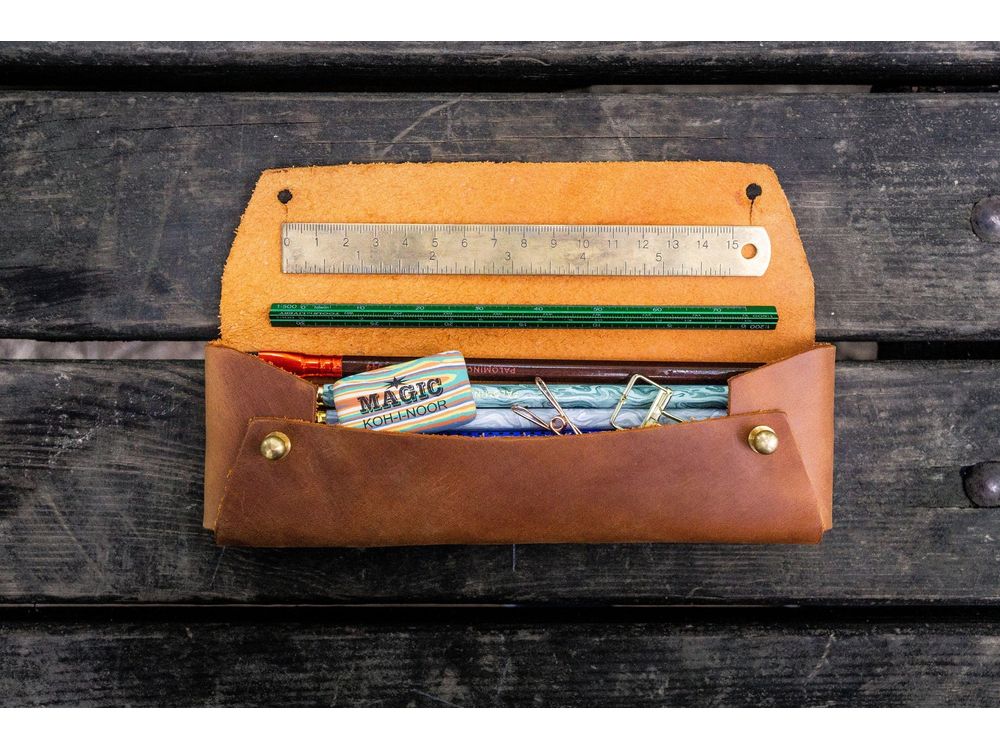 Galen Leather - The Student Leather Pencil Case - Crazy Horse Tan - Image 2