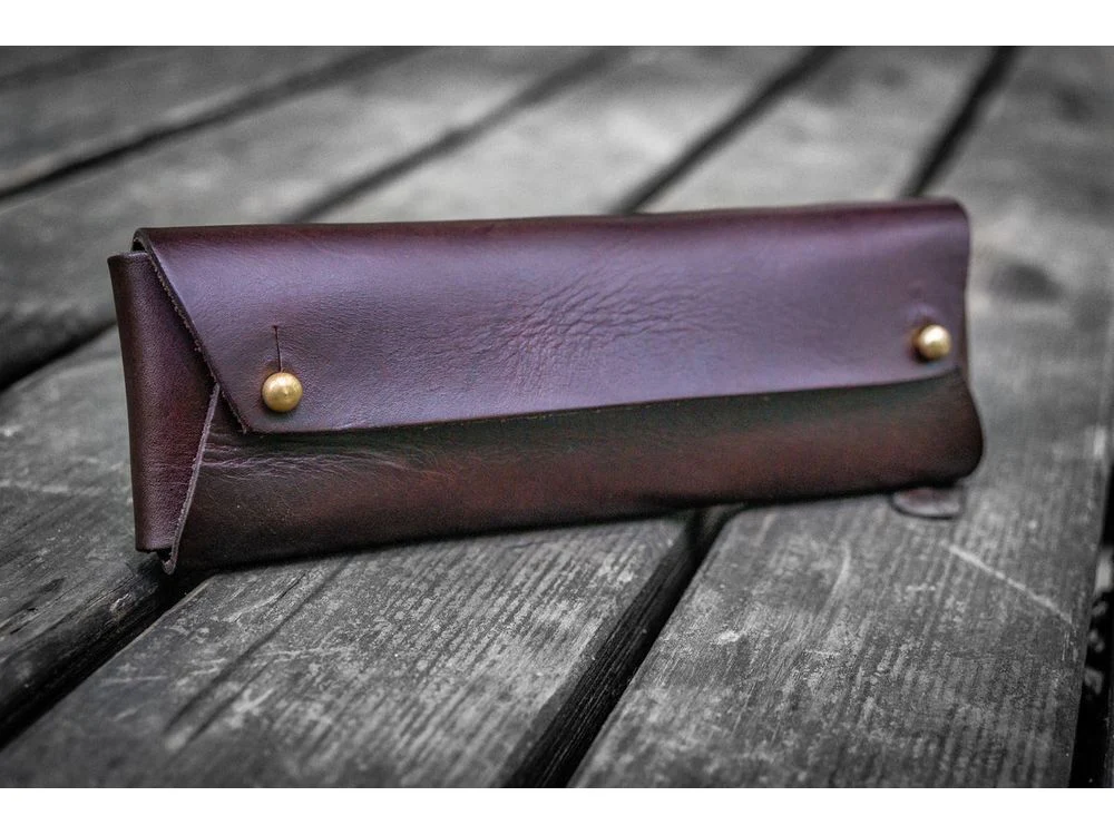 Galen Leather - The Student Leather Pencil Case - Dark Brown