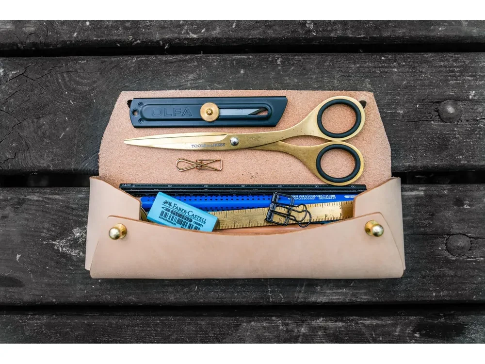Galen Leather - The Student Leather Pencil Case - Undyed - Image 2