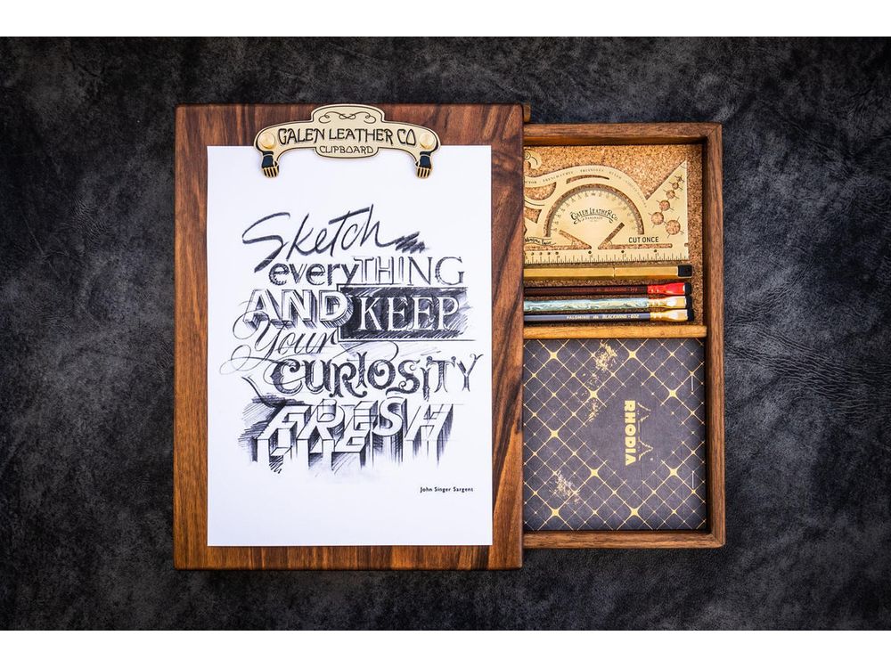 Galen Leather - Wooden Sketchbox - Walnut