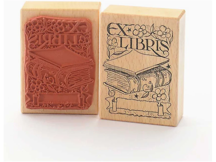 Heindesign Rubber Stamp - Ex Libris with Book