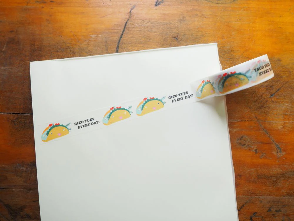 ILOOTPAPERIE - Washi Tape - Taco Tuesday Fish Taco "Taco Tues Every Day"