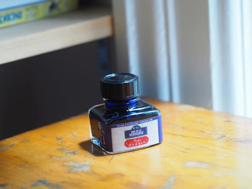 Jacques Herbin Fountain Pen Ink (30mL) - Paris Series - Rue de la Verrerie (Blue)