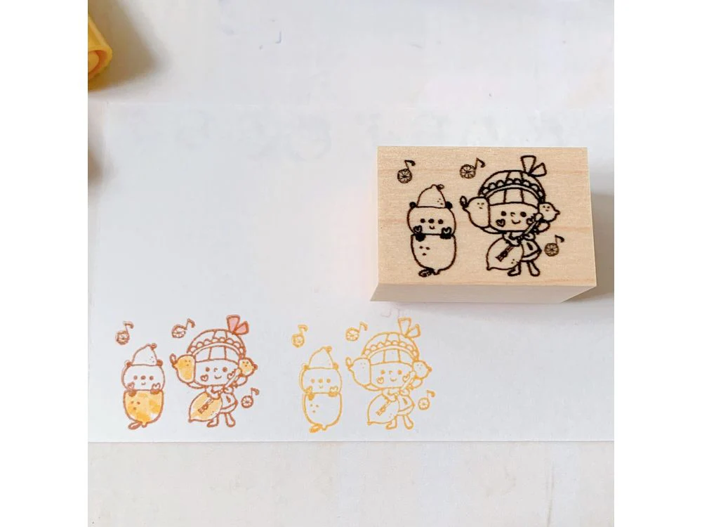 Kayonoko - Rubber Stamp - Lemon and Panda