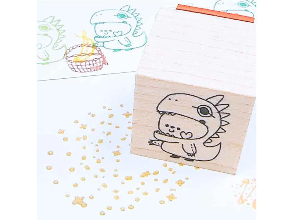 Kayonoko - Rubber Stamp - Panda Dressed as Dinosaur