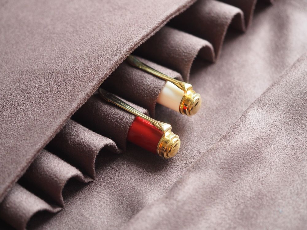Kyoku Haku - Leather Zippered 10 Pen Case - Brown - Image 2