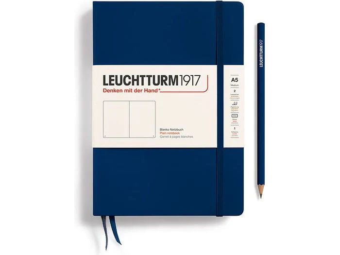 Leuchtturm Hardcover Notebook - A5 - Navy Blue (Plain)