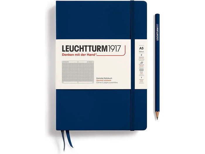 Leuchtturm Hardcover Notebook - A5 - Navy Blue (Squared)