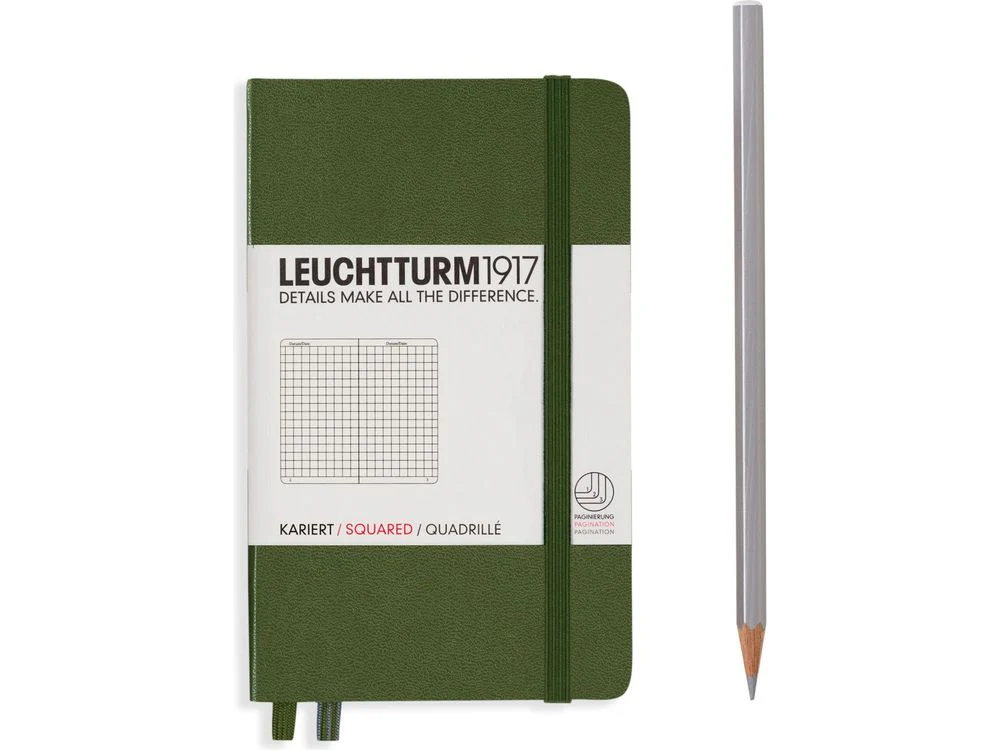 Leuchtturm Hardcover Pocket Notebook - A6 - Army (Squared)