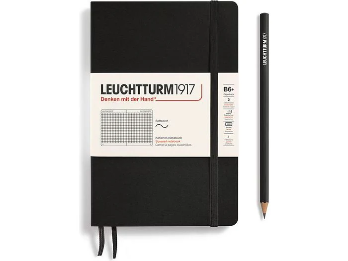 Leuchtturm Softcover Notebook - B6+ - Black (Squared)