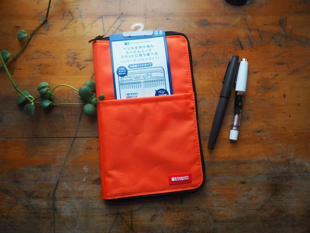 Lihit Lab - Pen Case [Flat-type] Wide - Orange (A-7653-4)