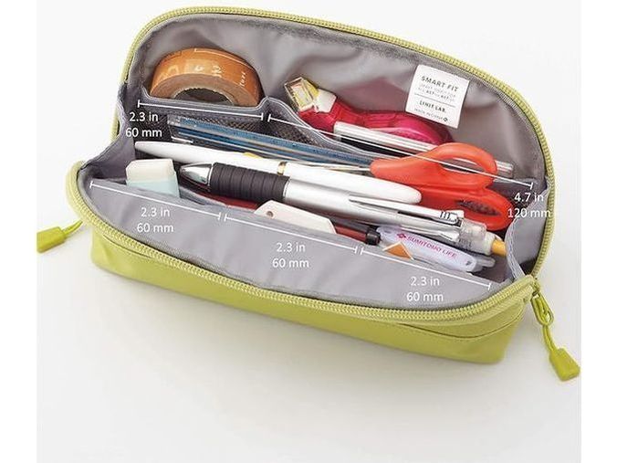 Lihit Lab - Wide Open Pen Case Smart Fit - Yellow Green (A-7688-6) - Image 2