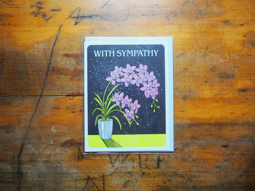 Lucky Horse Press - Card - With Sympathy Orchids