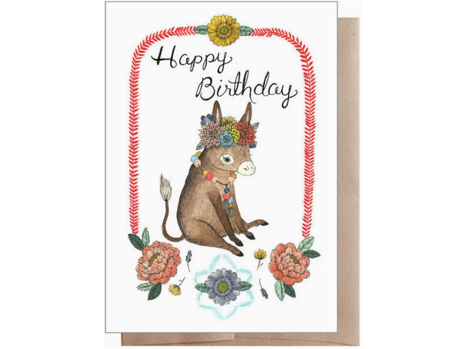 Marika Paz Illustration - Greeting Card - Birthday Burro