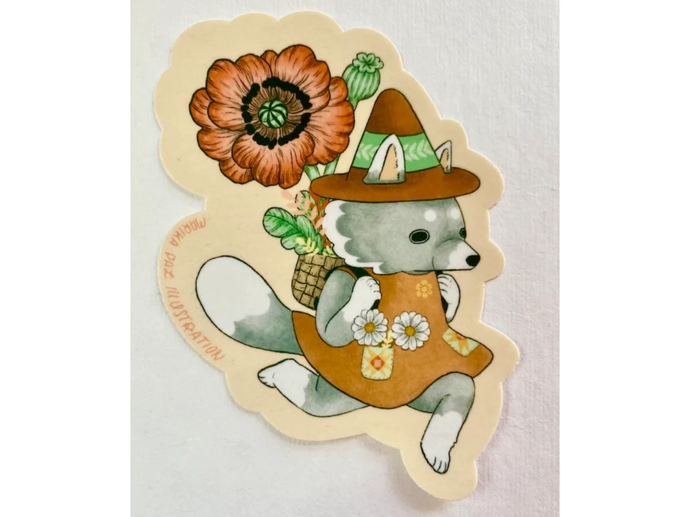 Marika Paz Illustration - Vinyl Sticker - Gray Fox
