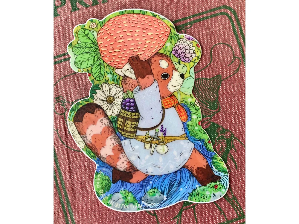 Marika Paz Illustration - Vinyl Sticker - Strawberry Forager