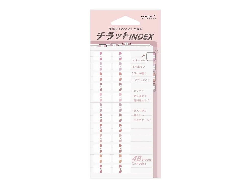 Midori - Index Label - Chiratto Numbers Pink (S)