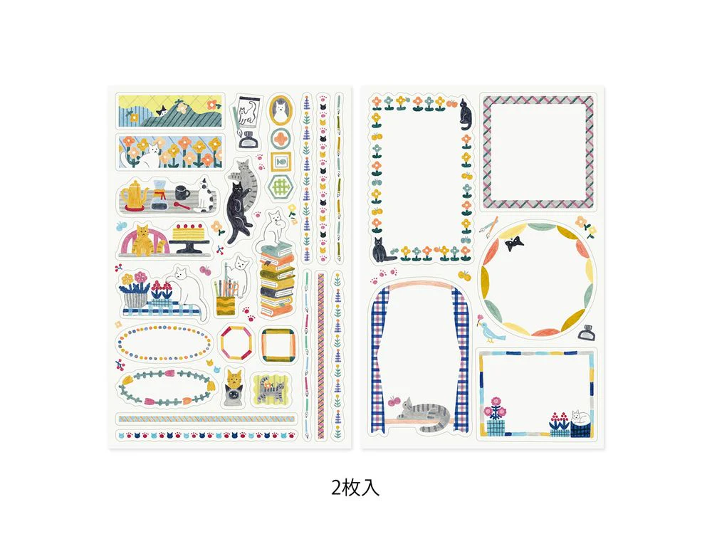Midori - Yuru Log Sticker Sheet - Cat (2 Sheets)