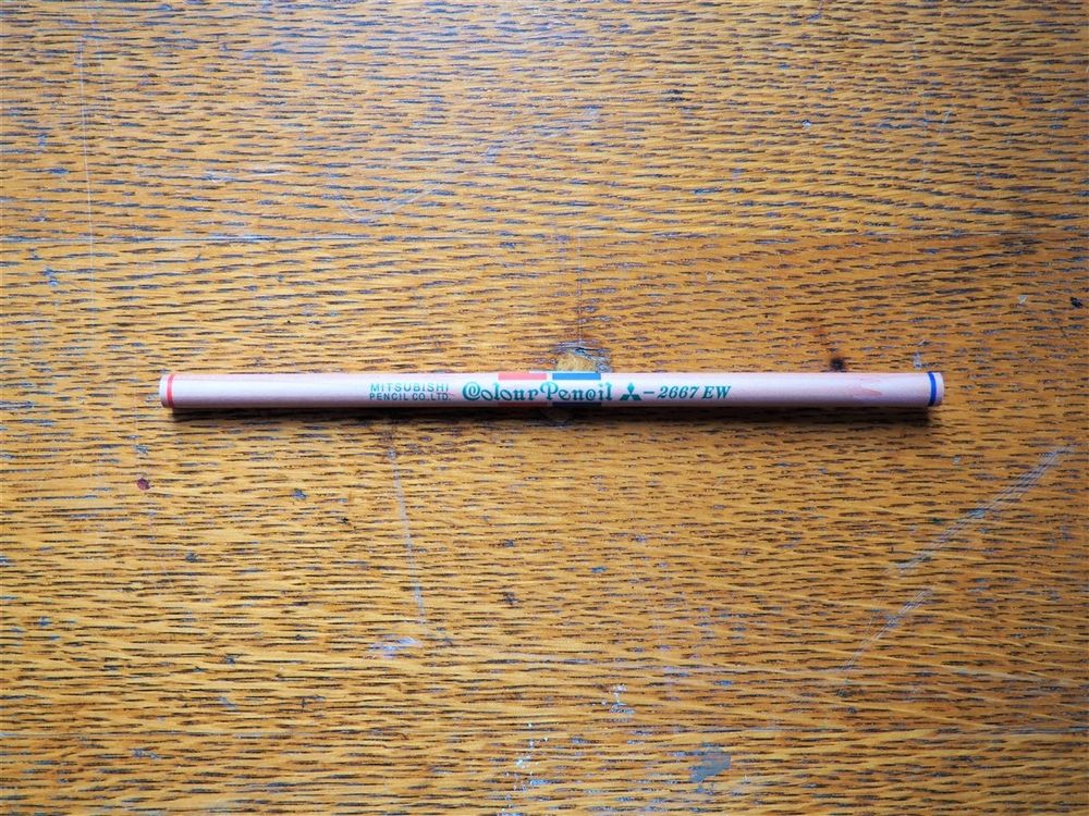 Uni Mitsubishi Recycled Coloured Pencil - Vermillion and Prussian Blue