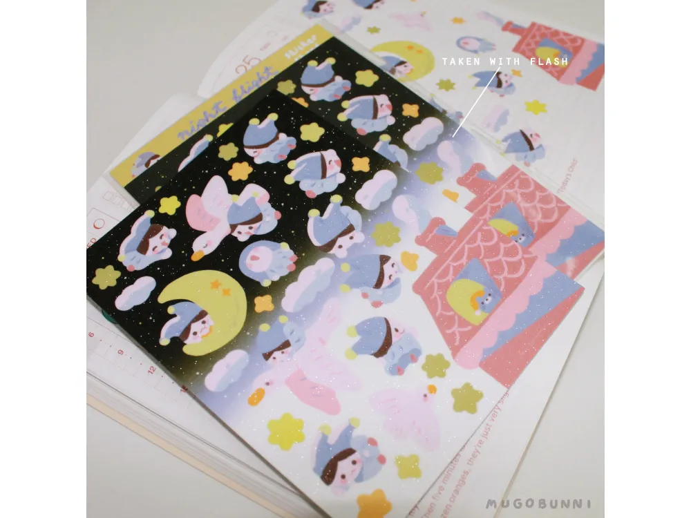 Mugobunni - Sticker Sheet - Night Flight with Mugo
