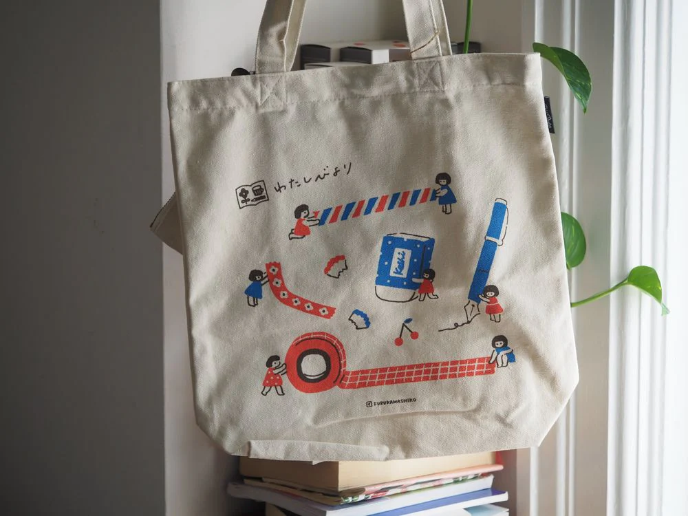 Old Resta x Furukawashiko - Tote Bag with Pencil Case - Stationery Girl - Image 3