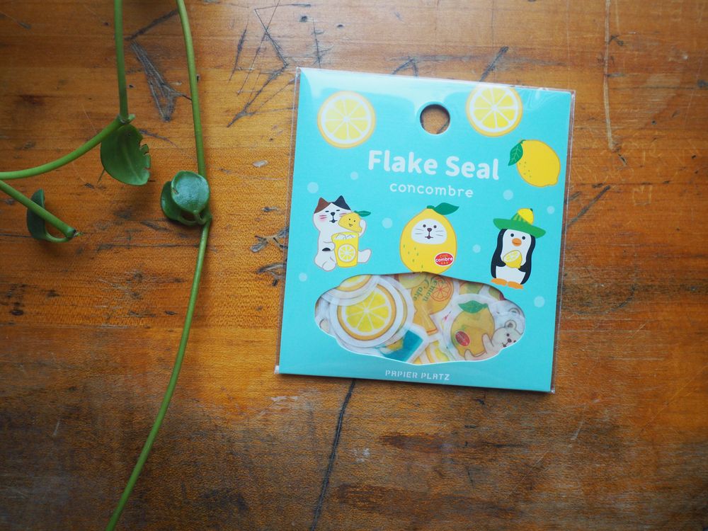 Papier Platz x Concombre - Stickers Flake Seal - 54 Pieces - Lemon Animals (51-635)