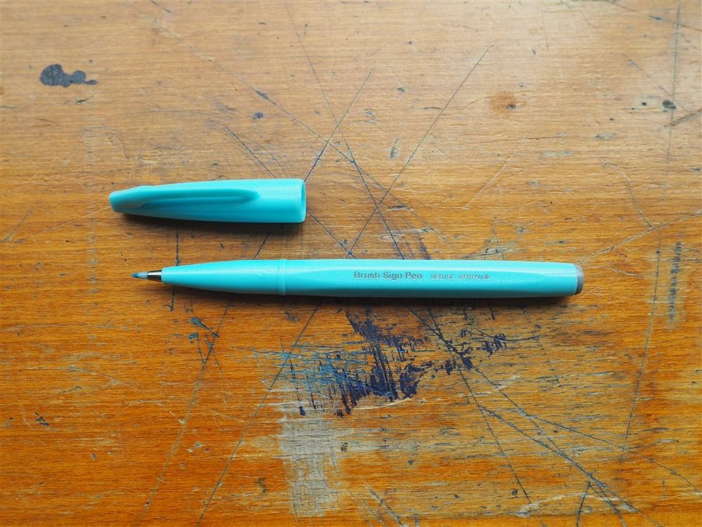 Pentel Brush Sign Pen - Grey Blue - Image 2