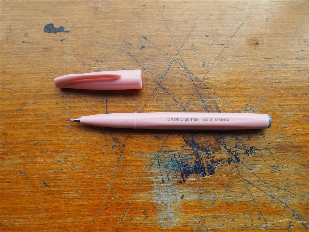 Pentel Brush Sign Pen - Pale Pink - Image 2