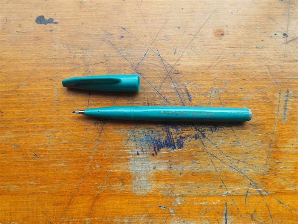 Pentel Brush Sign Pen - Turquoise Green - Image 2