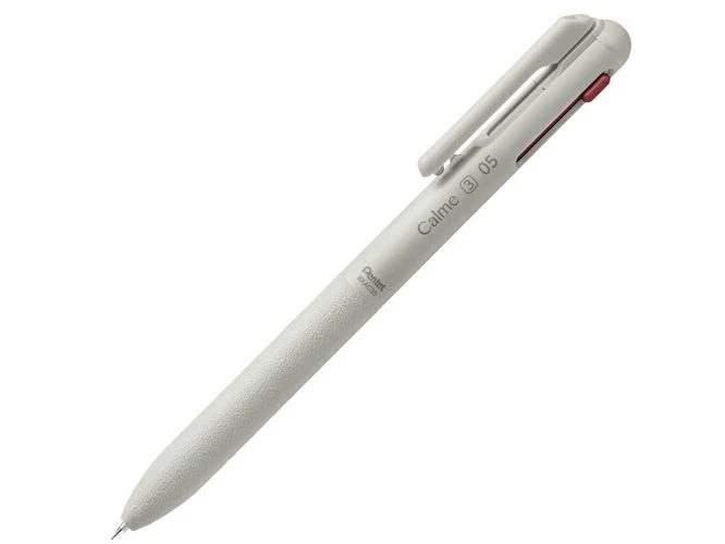 Pentel Calme 3 Colour Ballpoint Pen - 0.5mm - Grey (Black/Red/Blue Ink)