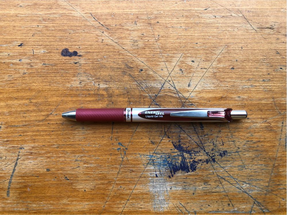 Pentel Energel Retractable Gel Roller Pen - 0.7mm - Burgundy